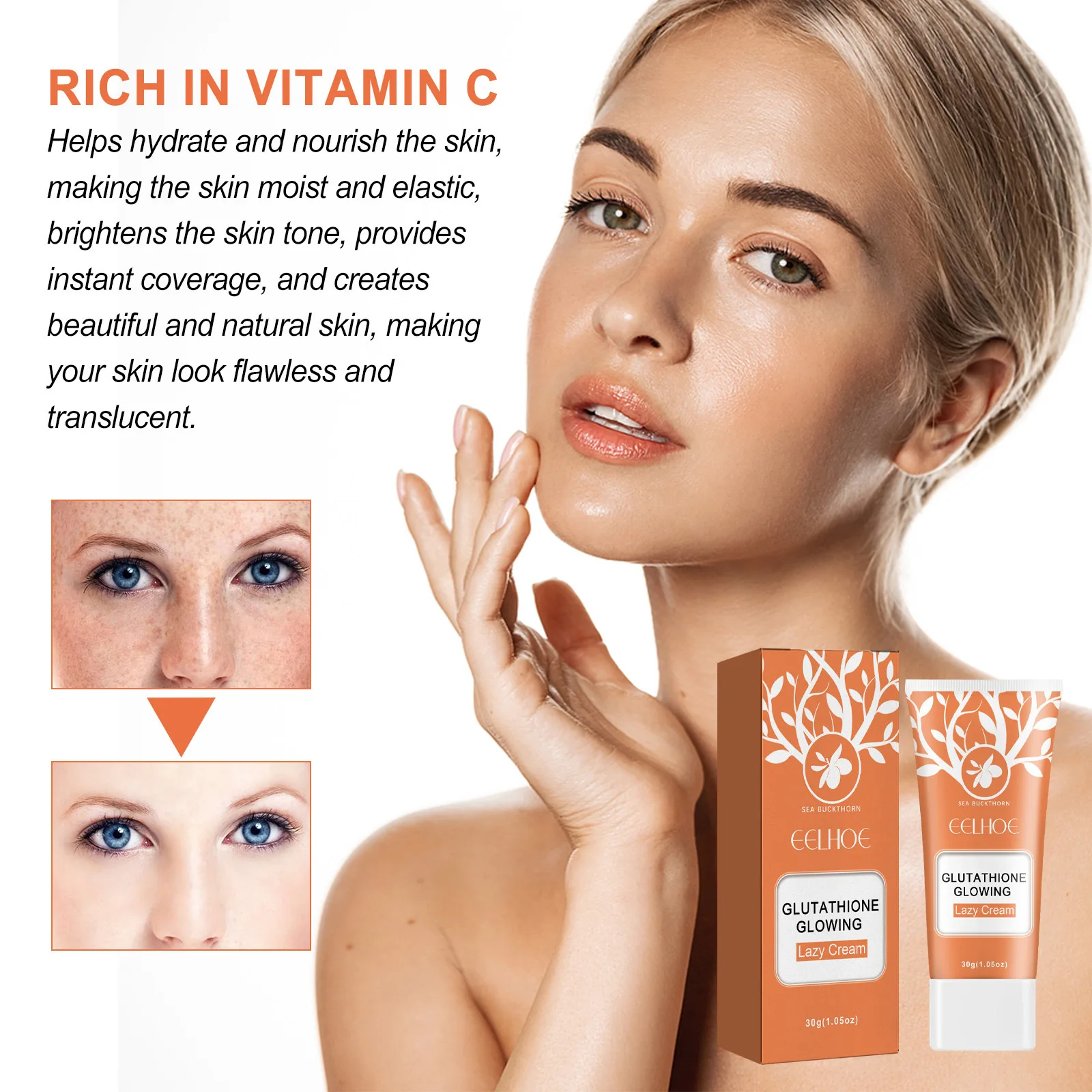 Private Label EELHOE Glutathione Lazy Cream for All Type Skin Hydrating  Nourishing Brightening Facial Cream