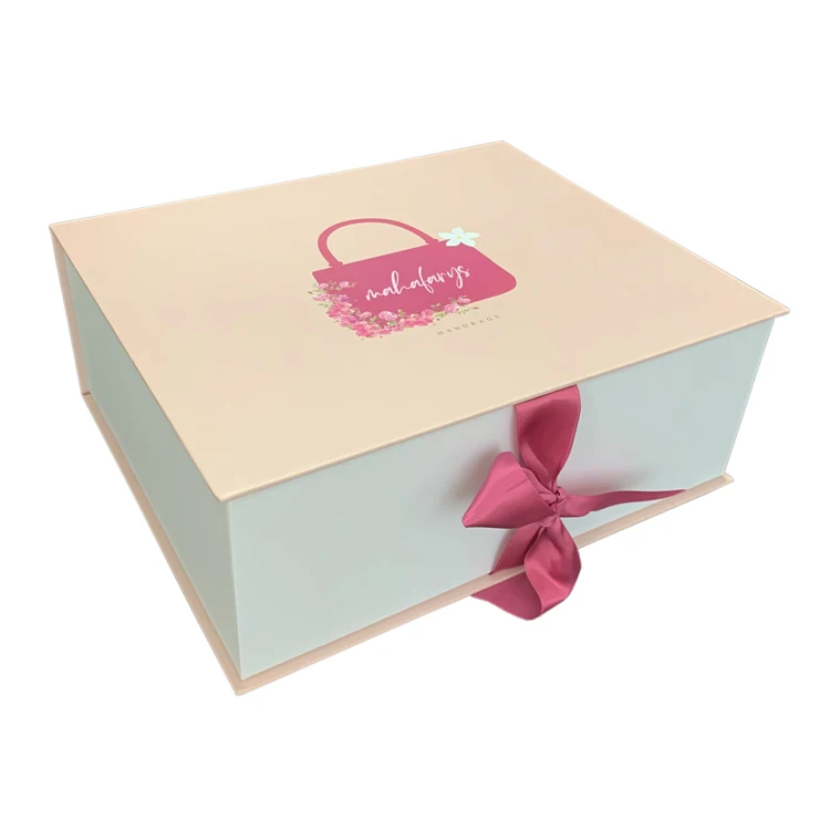 Customizable Matte Paperboard Rigid Box for Handbag Display Recycled Materials with Ribbon Closure