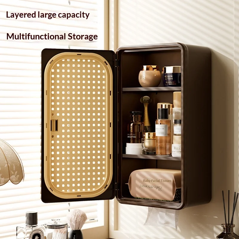 Plastic Storage Box Household Multifunctional Wall Hanging Toilet Punch-free Waterproof Tissue Box Cosmetic Box