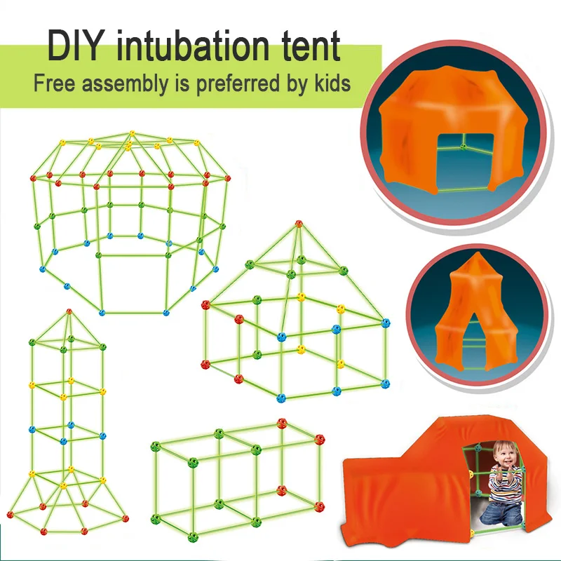 Crianças fortes construindo kit Construção Fortaleza Criança Jogo Tendas  Fort Build Kid DIY 3D Assemble Tent Toy Gift for Kids