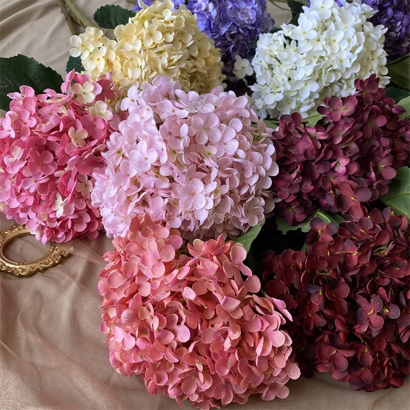 Fiore di ortensia in seta, 63 cm, grande ortensia finta, fiori finti