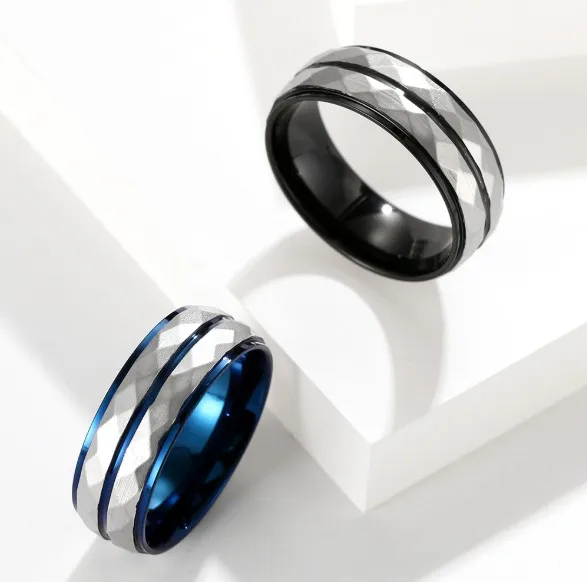 Classic Fashion Blue Design Men Ring Stainless Steel Trendy Men Gents Luxury Jewelry Ring
