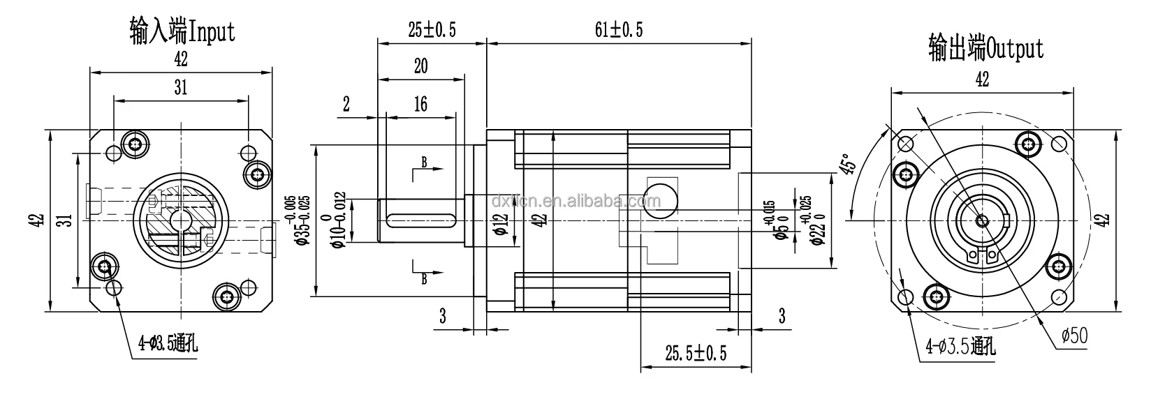 DPS42 Series Gearbox Planetary Reducer for Servo Motors Custom Precision Low Noise Harden Steel Planetary Gearbox 42mm details