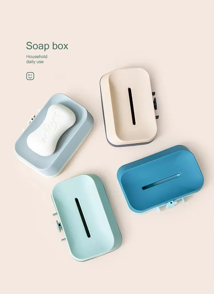Eco Friendly Bathroom Double Layer Self-Draining Plastic Soap Dish Holder Wall Mounted Soap Box factory