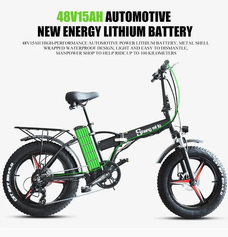 Bici Elettrica Shengmilo MX20 Per Adulti - Mountain Bike Con Pneumatici Grassi 20x4.0, Batteria 48V 15Ah, Forcella Ammortizzata - Bianco - 3
