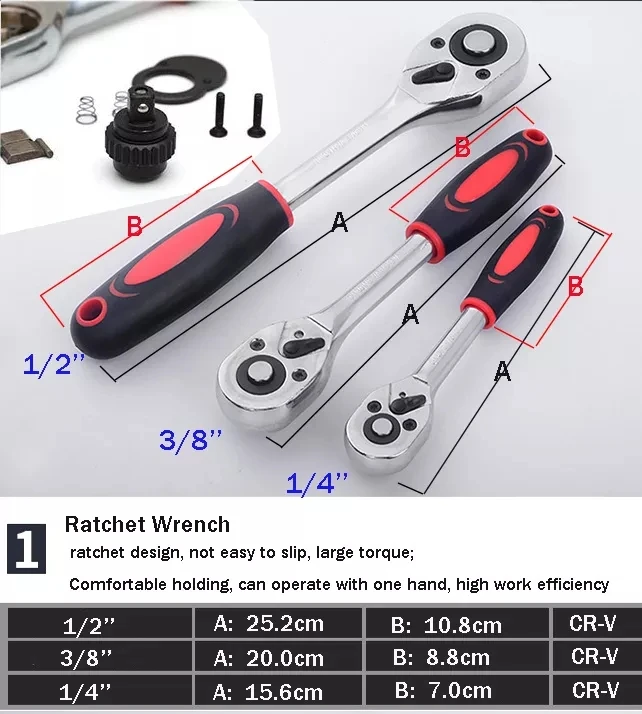 Solude 108pcs Crv Car Repair Hand Toolbox Combination Tools Sockets ...