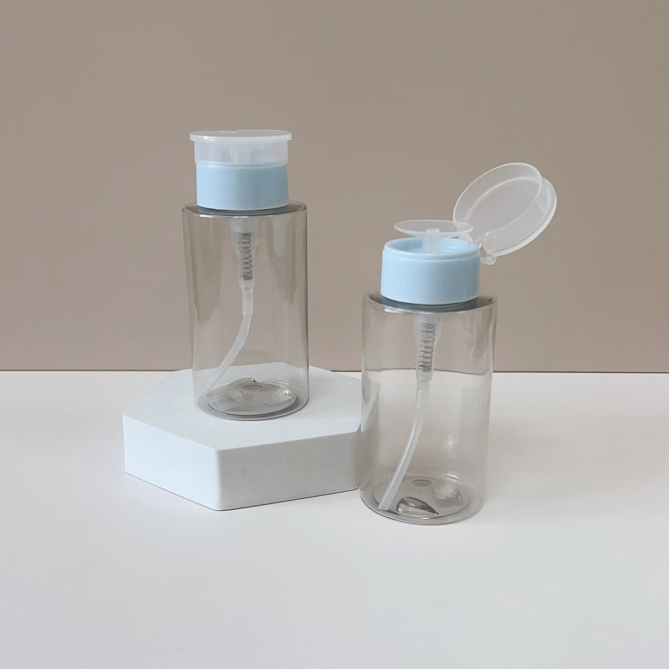 Luxury Empty 200ml Skin Toner Plastic Bottle Empty Push Down Eye Makeup Nail Polish Remover Pump Bottle