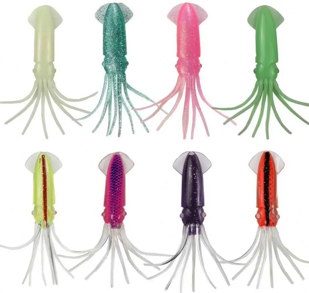 Esche Luminose Da Pesca OriGlam - Calamari Glow 14cm Per Traina, Pesce Spada, Salmone, Trota - Foto 5