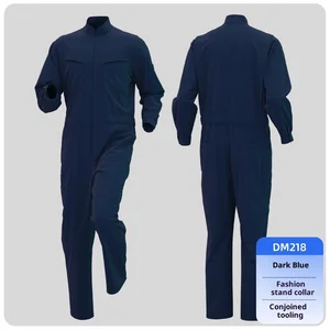 Spring Autumn Solid Color Cotton Anti-Static CE Certified Unisex Work Coverall Vertical Collar Labor Insurance Clothing Needle