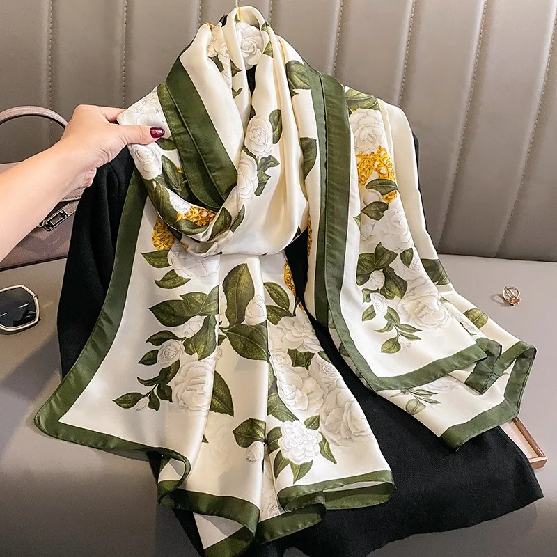 Wholesale Hot Sale 2022 Luxury Designer Horse Printed Large Silk Head  Scarves Muslim Hijabs Fashion Women Silk Scarf With Chain Pattern From  m.