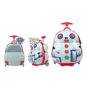 14 Inch Cute Children Spinner Stocked Promotion Cartoon Robert Kids Travel Carry on Luggage Trolley Bag Suitcase