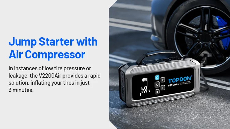 TOPDON V2200AIR 2-in-1 2200A Jump Starter with Air Compressor
