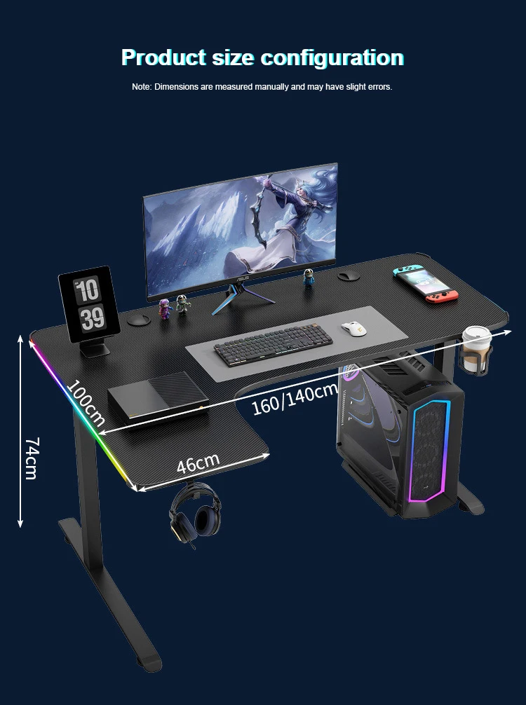 High Quality Gaming Desk Wireless Charge Function Standing Desk Height ... - Wireless Charging Gaming Desktop With Elevating Design