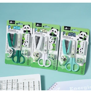 Student Stationery Set Scissors, Stapler, Remover, Staples & Eraser, Perfect School Gifts Panda-Themed