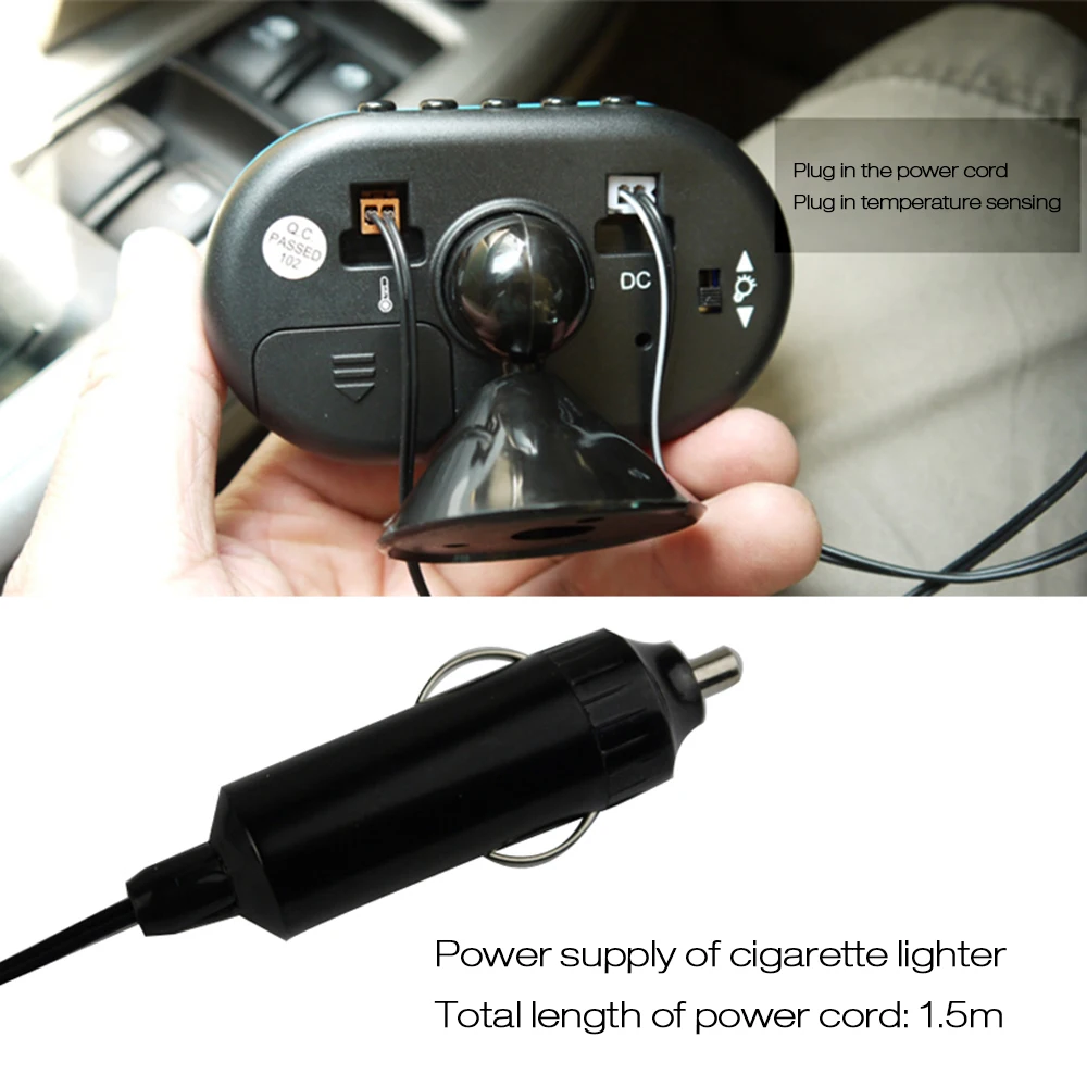 Orologio Digitale Auto Con Termometro E Voltmetro - Display LCD 12V/24V Per Controllo Batteria