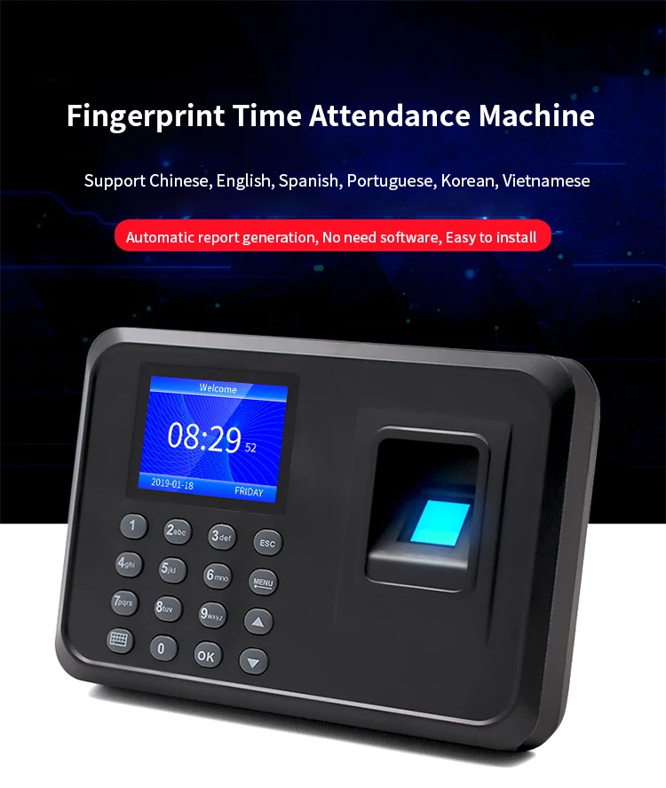 F01 Biometric Attendance System with Software Free&Colorful Display