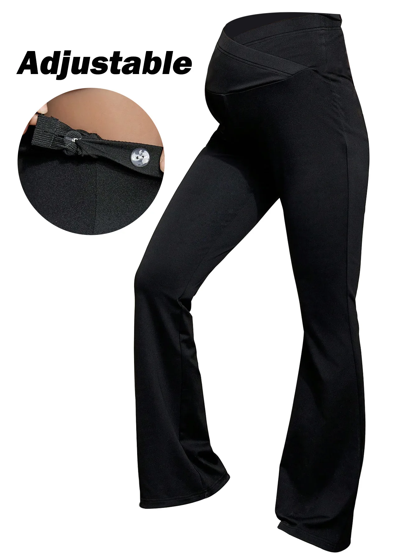 Cross Casual Slim Pregnant Women Bell Bottoms Wide Leg Pants for Maternity Wear for Euro aperçu 6