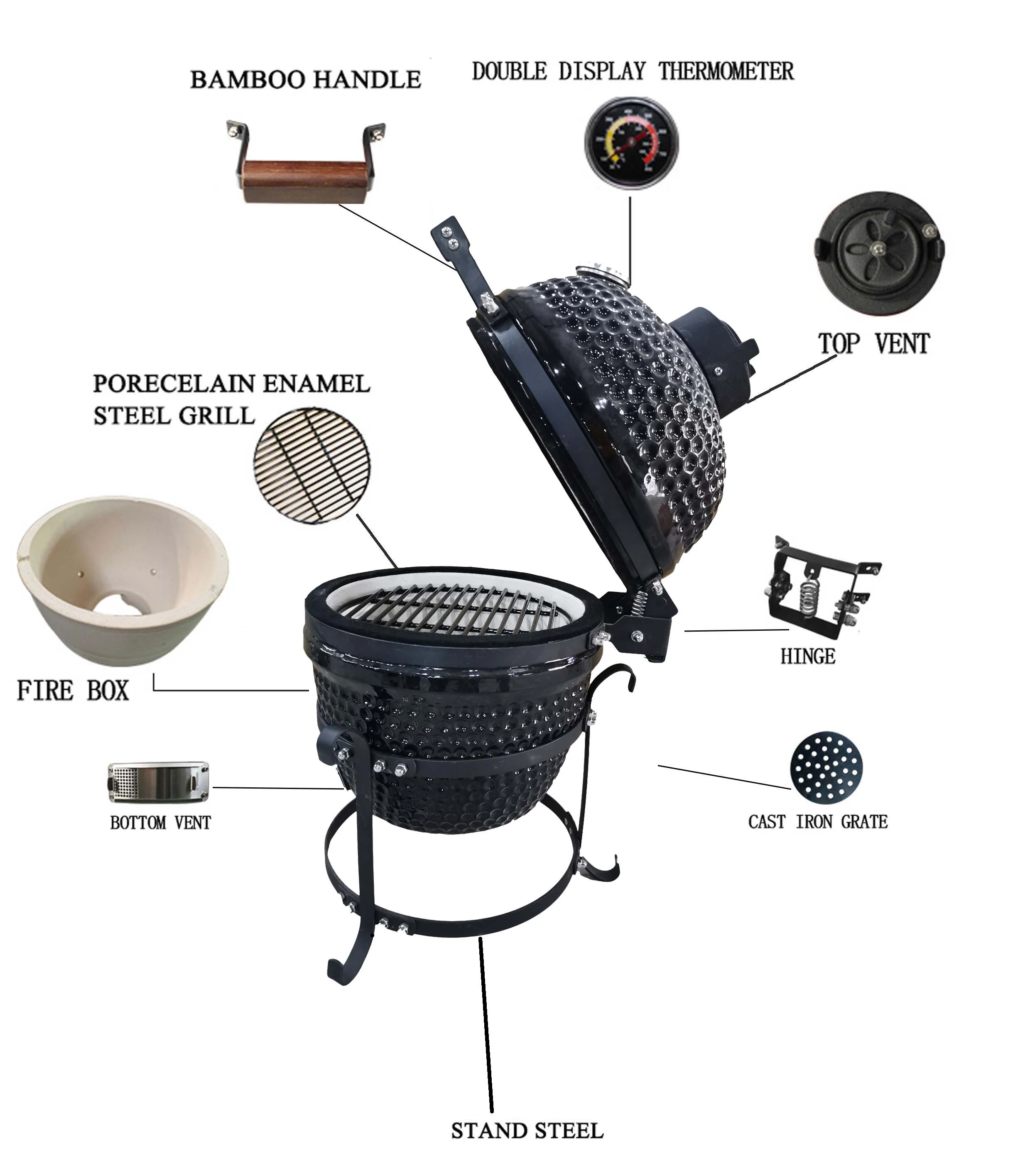 Kimstone 13 Zoll Kamado Grill Keramik Bbq Grill Mini Ceramic Smoker