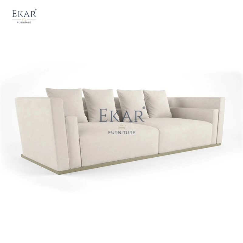 product modern european multi seater sofa luxurious comfort sleek wood velvet modular corner living room furniture hall three seat303-62