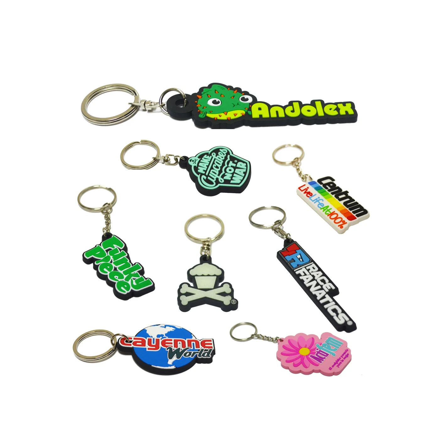 Custom Die Cut Logo Shape 2d Pvc Rubber Key Chains - Buy 2d Keychain ...