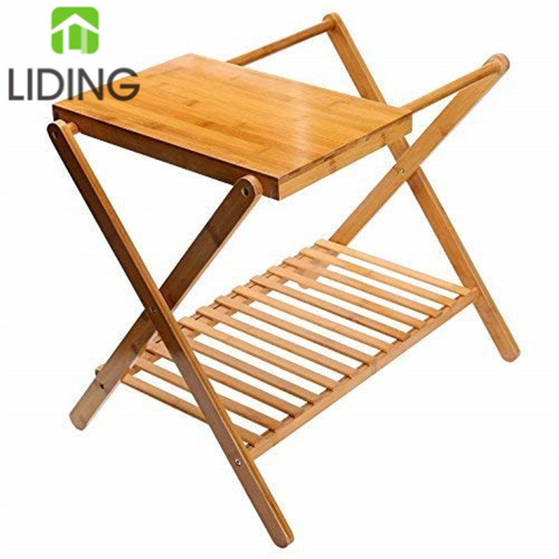 
Прочный Деревянный бамбуковый багажный Стеллаж с полкой для отеля, бамбуковый складной багажный стеллаж 