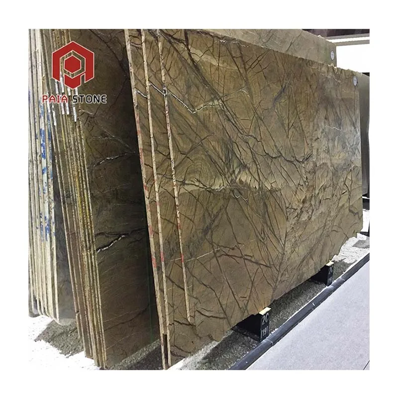 Decorative natural fossil rainforest brown marble slab and tile
