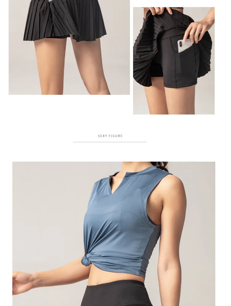 VERY J Pleated Activewear Skirt with Shorts Inside