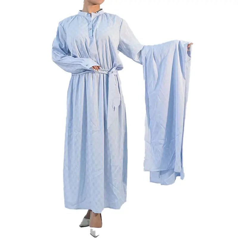 Custom Logo Women's Retro A-Line Dress Breathable Round Neck Skirt Traditional Muslim Formal Clothing