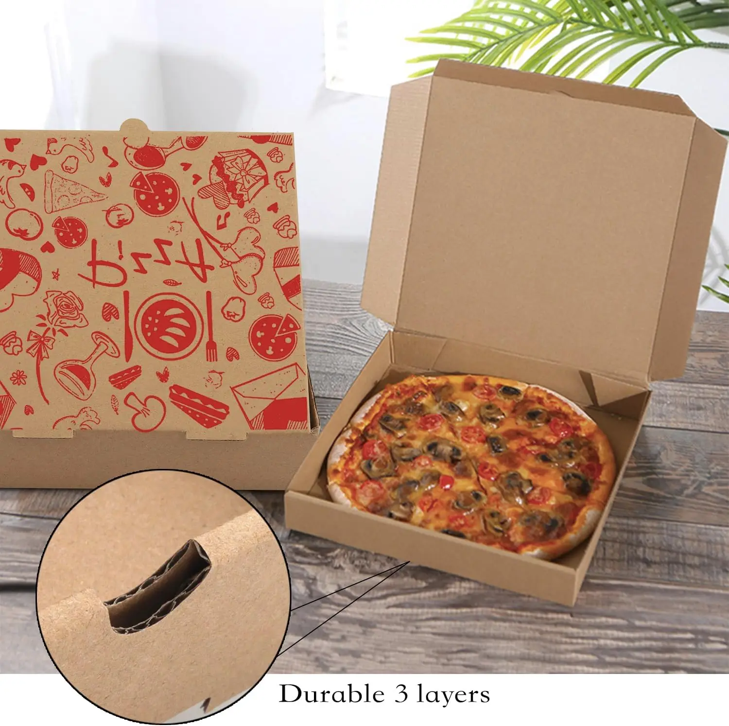 high quality custom logo kraft paper pizza box packaging custom printed pizza boxes hot sale pizza corrugated carton box