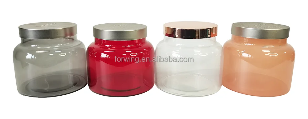18oz Unique Custom Logo Black White Red Apothecary Candle Jars Glass Candle Container With Metal And Wooden Lid supplier