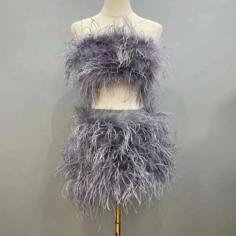 winter girl's fur skirt natural turkey fur feather genuine ostrich real  white fur skirt for women winter sexy mini short skirt - AliExpress