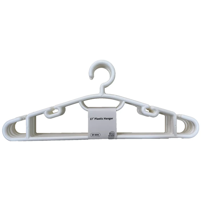 SOLELY SY856 43cm 17inch multifunctional Plastic Hanger with notches and lateral hooks Wardrobe Bathroom Balcony Laundry Use