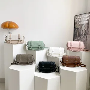 Chain Top Handle Women's Handbag Luxury Designer square Shoulder Bag Ladies PU Quality Purses