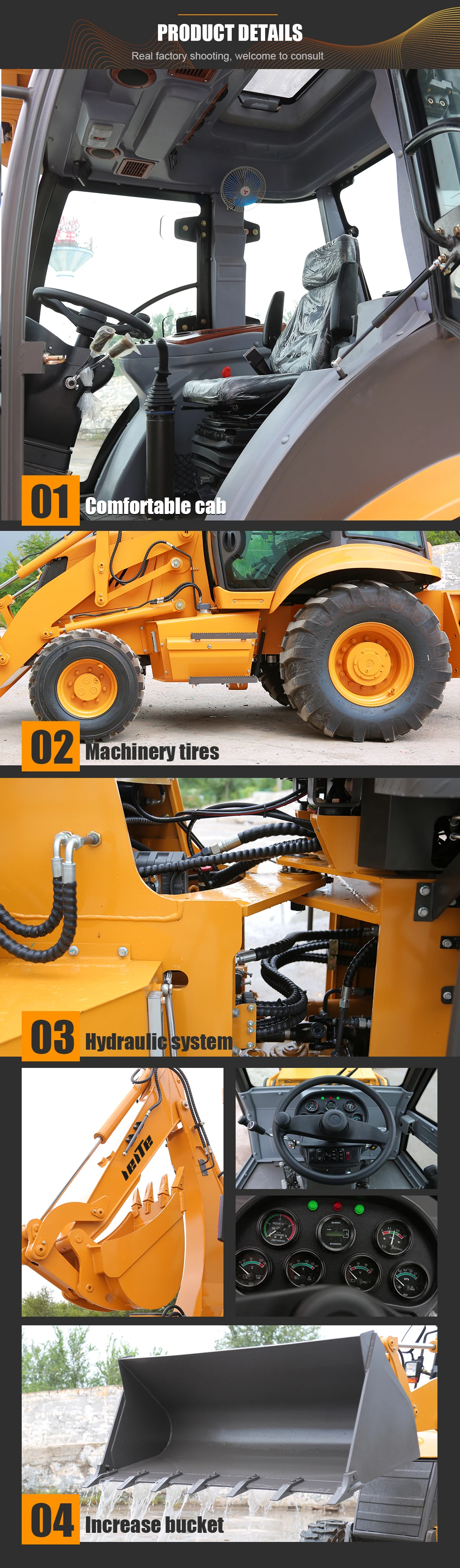 Diesel Mini Backhoe loader 3 ton 5 ton CE EPA China Sale 4 wheel drive new backhoe and loader Applicable earthmoving machinery