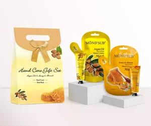 Private Label Mini Honey Almond Hand Care Cream Lotion Whitening Hand Cream Gift Set with Private Label