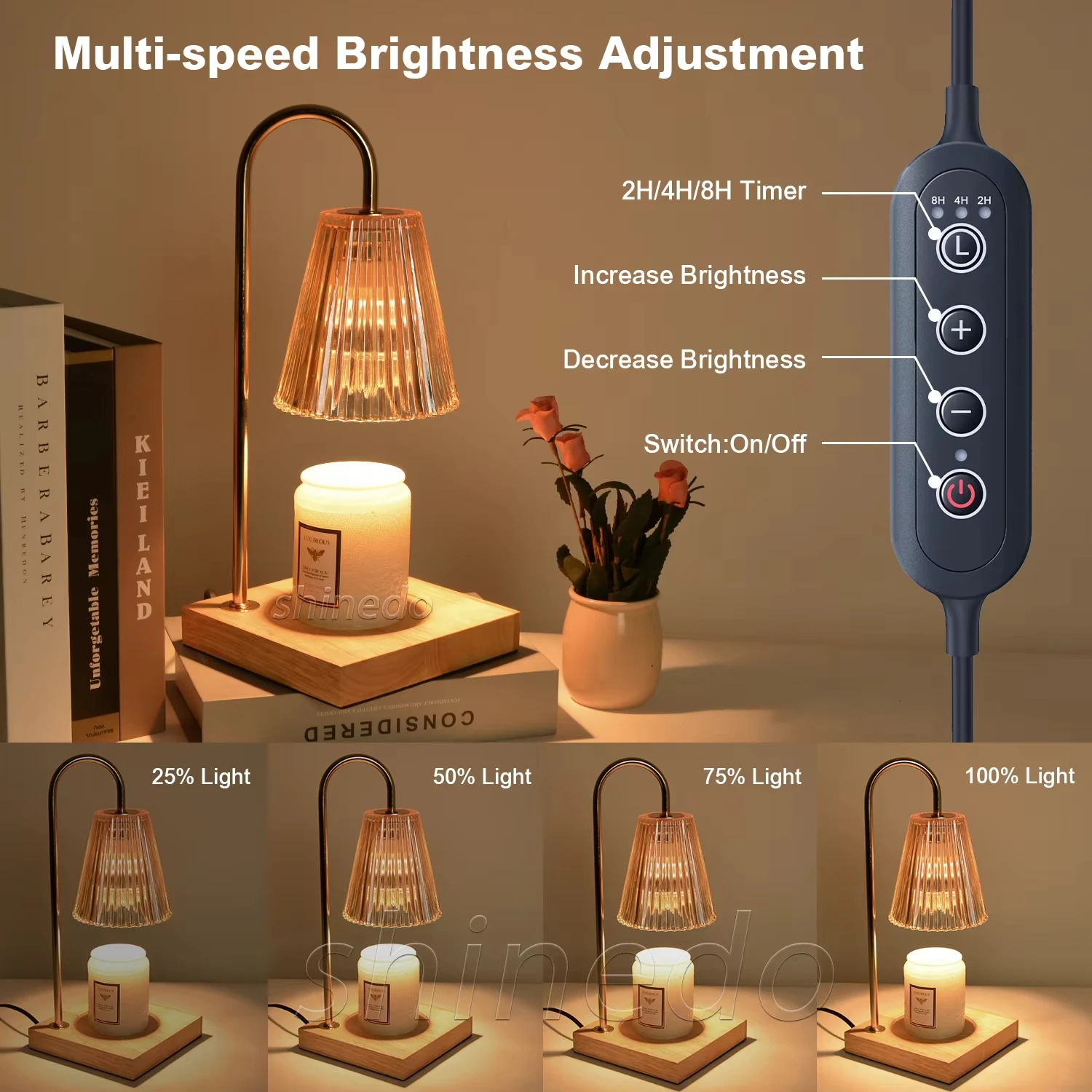 Kadrama Lampe Chauffe-Bougie Électrique Noire Avec Minuterie & Variateur - 3 Ampoules Incluses Pour Bougies Parfumées