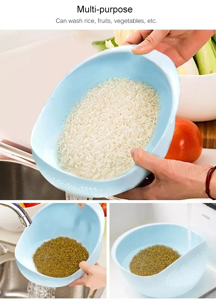 Container 2-In-1 Plastic Rice Washer Strainer & Colander for Vegetables ...