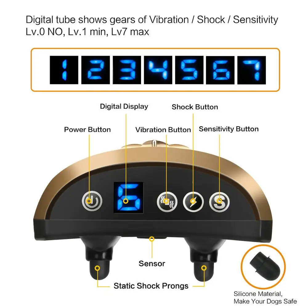 Перезаряжаемый ошейник для дрессировки под заказ, ошейник для собак с защитой от лая
