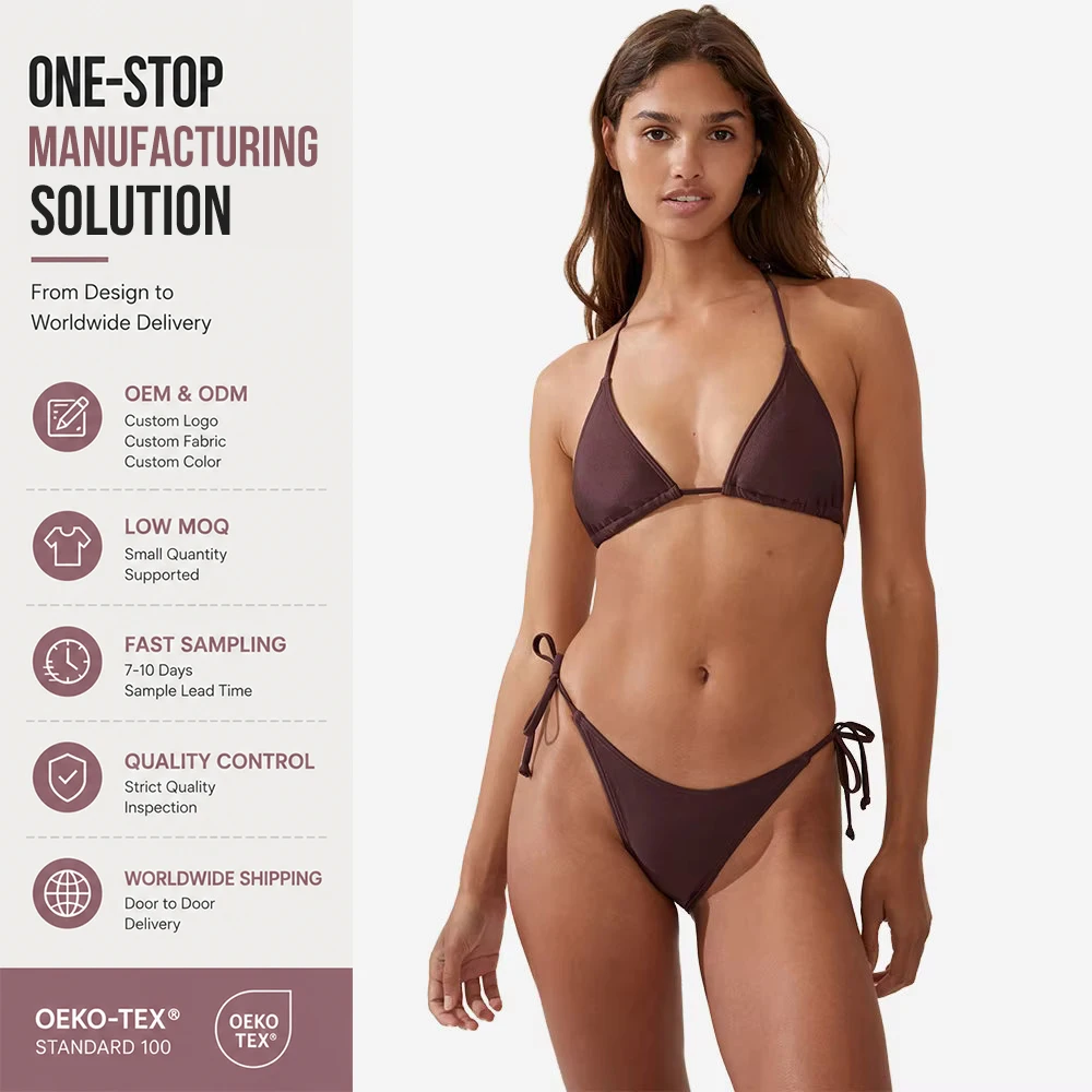 Tie up Design Seamless Triangle Cup Extreme Micro Mini Bikini Girl Swimwear