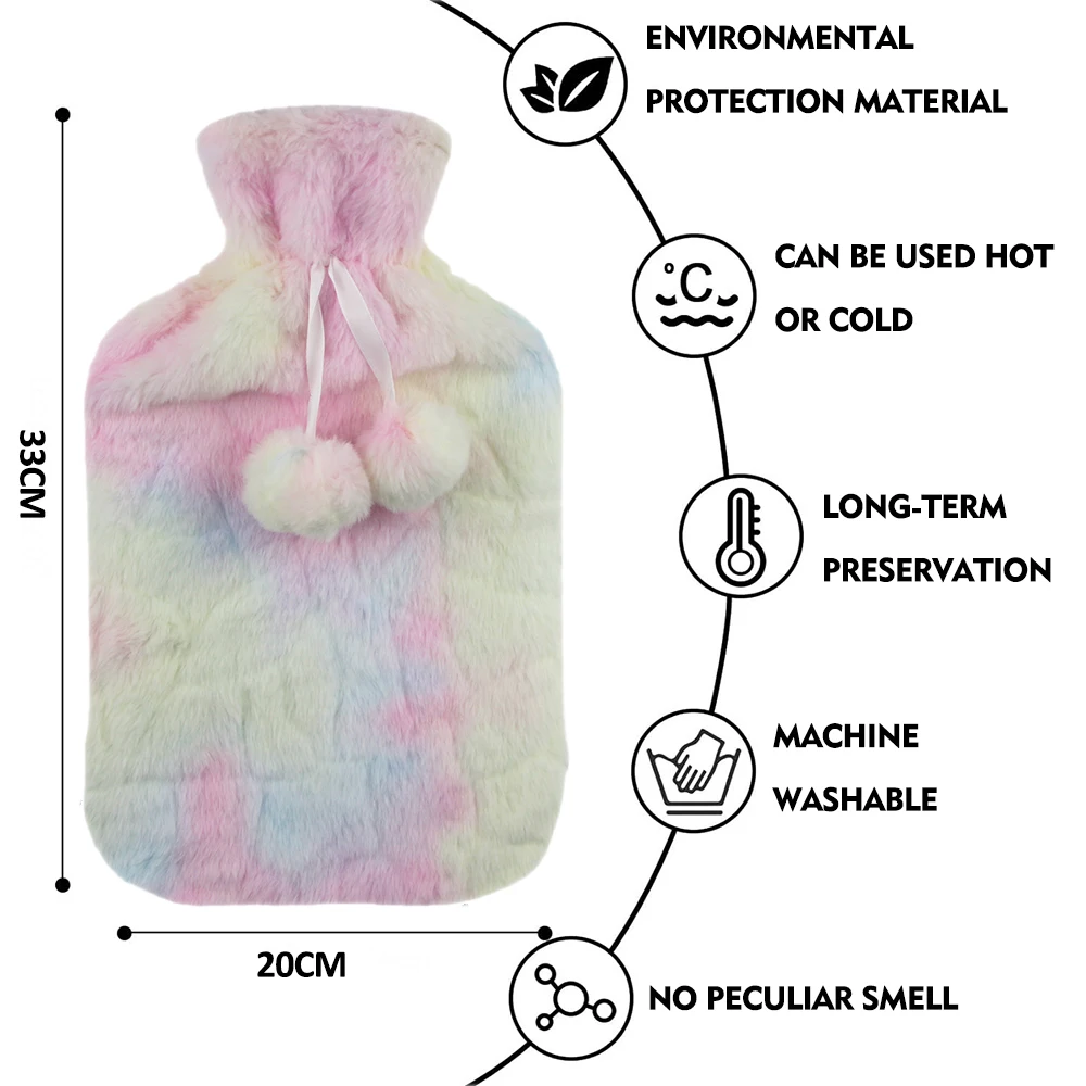 cheap rubber hot water bottle super soft plush cover high capacity hot water bag for girls