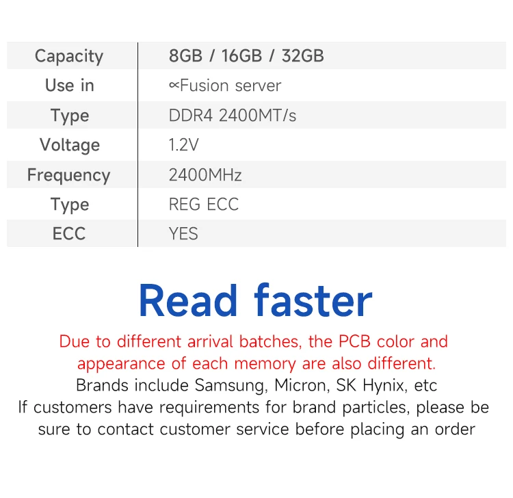 XFusion Fusion Server  DDR4 RDIMM 16GB 32G 64GB -288pin-0.625ns-3200000KHz-1.2V-ECC-2 Rank Server Ram Memory manufacture