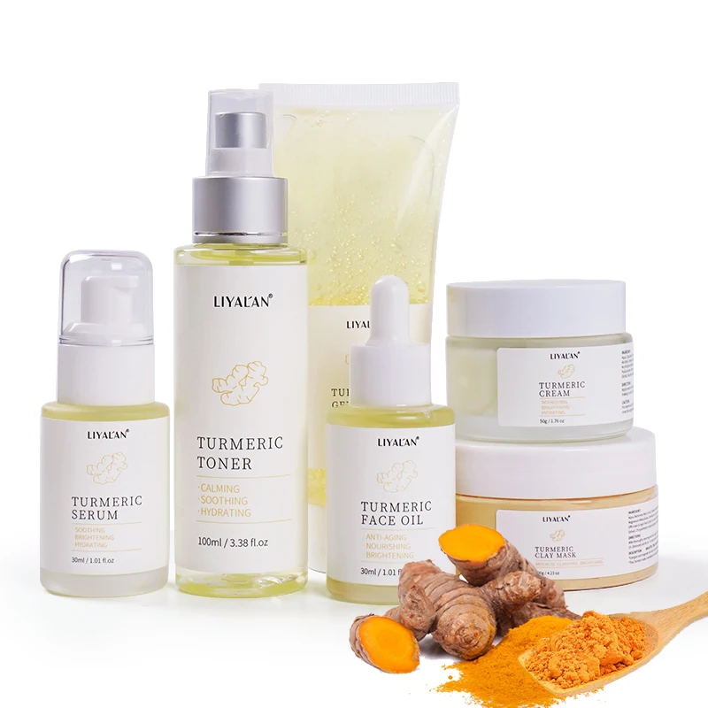 Private Label Skincare Products Organic Tumeric Facial Kit Brightening