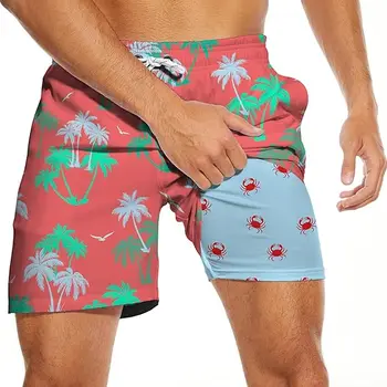 Mens Swim Shorts Trunks With Compression Liner 5 Inseam Quick Dry ...