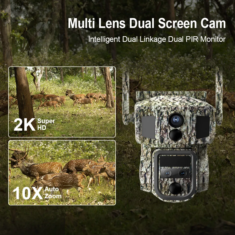 LS VISION Marvelous Series Dual Lens 10X Optical Zoom Dual Network Camouflage Exclusive Appearance CCTV Solar Camera