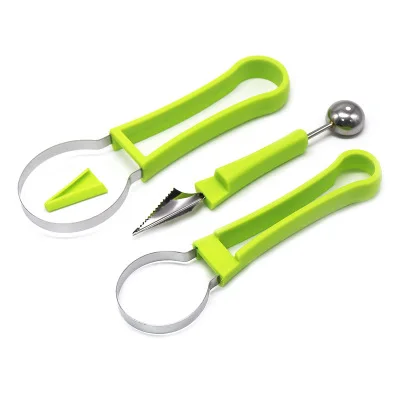 3-in-1 Stainless Steel Multi-Function Kitchen Tool Fruit Carving and Watermelon Baller Durable Metal for Fruit Carving