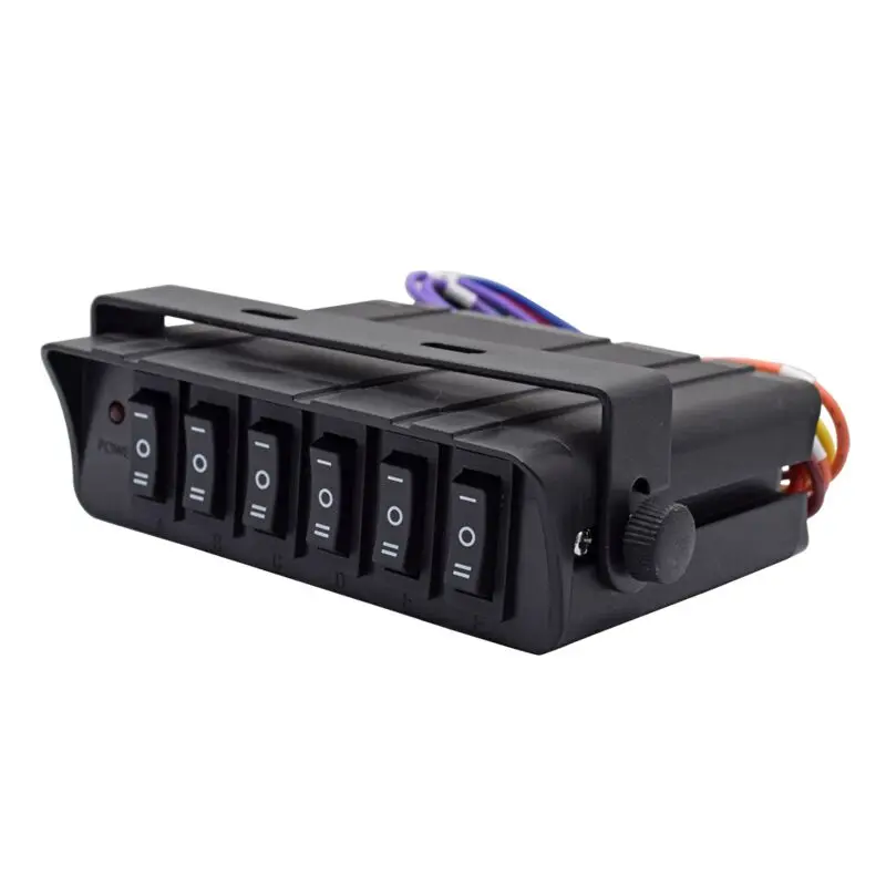 MICTUNING 6 Gang RGB Switch Panel Circuit Control Box - 12V, 60A, Aluminum Housing, On/Off Switches