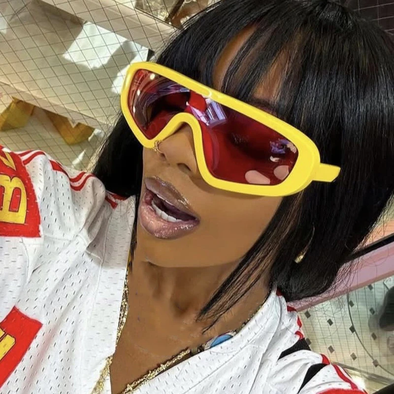 b926✨希少✨【PPFM】90s　00s　Y2K　八の字　ラムレザー　送料無料 80488 Futuristic Oversized Punk Y2K Sunglasses - UV400