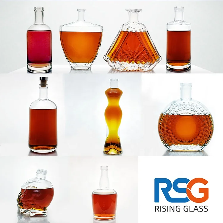 RSG 100ml 200ml 375ml 500ml 700ml 750ml 1L Tequila Container Mini Spirit Alcohol Vodka Bottle Small Liquor Bottles with Cork