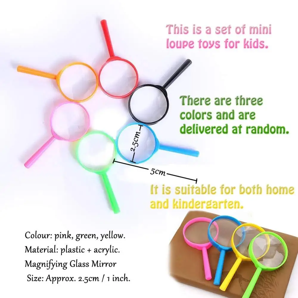 Set De 6 Lupas De Juguete Para Niños – Colores Surtidos, Aumento 3X, Lentes Irrompibles, Tamaño Portátil, Ideales Para Explorar, Leer Y Jugar A Detectives