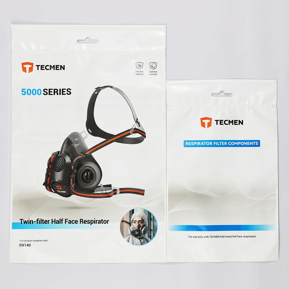 product custom printed white plastic stand up pouch flat bottom half face respirator zip lock bag reusable for shoes and socks-4